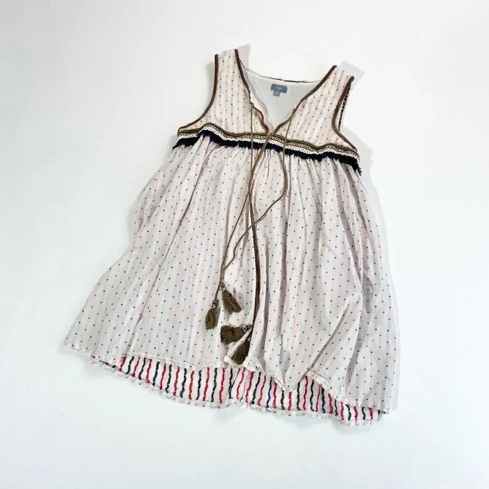 Vizio M embroidered boho tunic tank with tassels